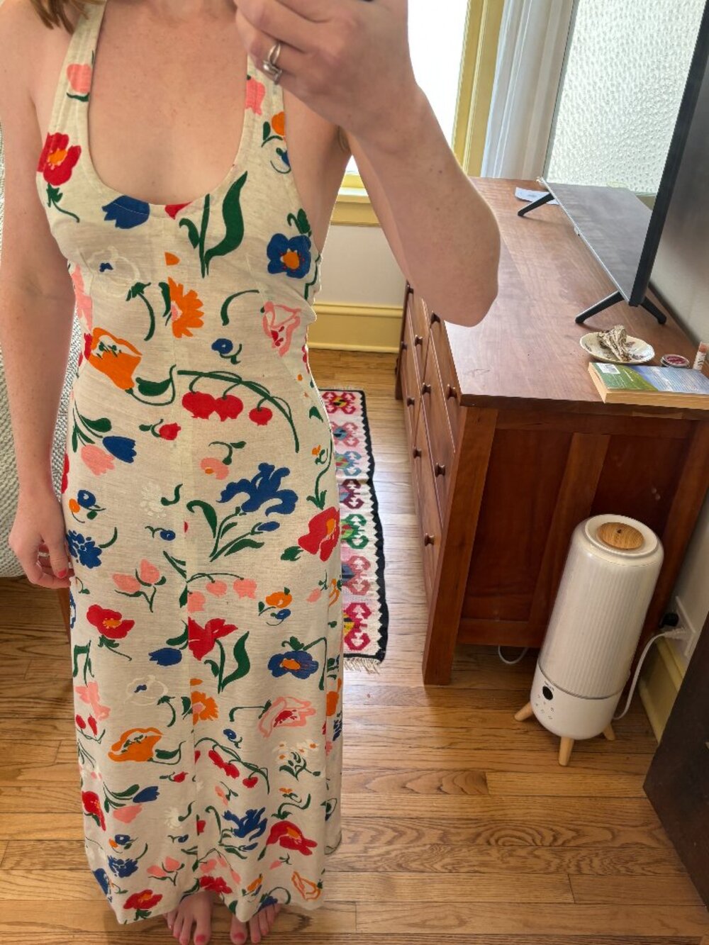 Vintage Floral Maxi Dress - Size Small